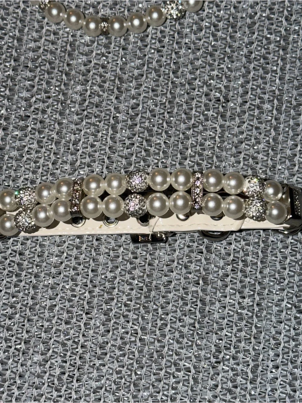 elegant pearl beaded pet leash and collar set
